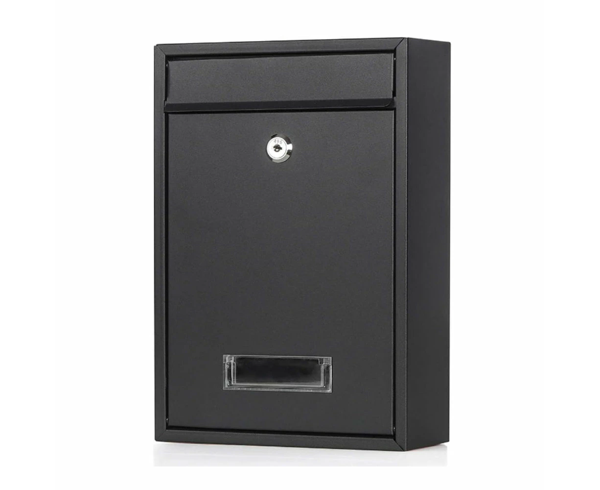 Wall Mounted Locking Mailboxes Key Lock Metal Mail Box Black