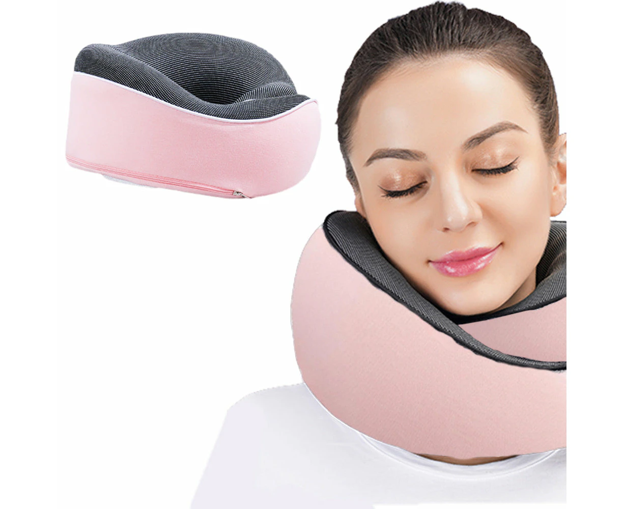 Travel Neck Pillow Memory Foam Airplane Pillow Pink