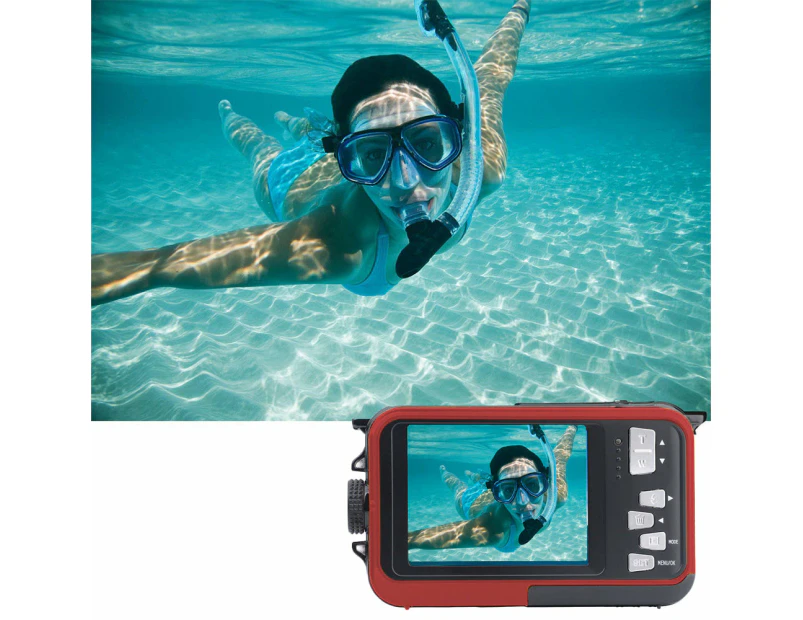 24MP Waterproof Digital Camera 1080P Underwater Camera for Snorkeling Red