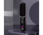 Cordless Hair Straightening Brush Portable Electric Heat-Up Straightener Comb Black