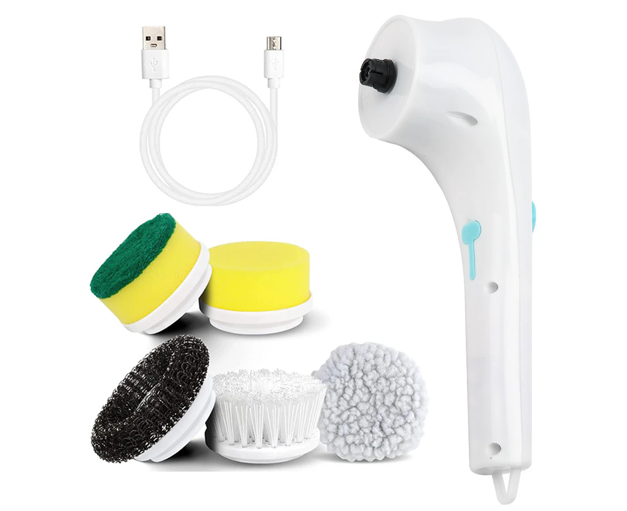 5IN1 Rechargeable Electric Cordless Handheld Cleaning Brush Spin Scrubber Turbo Scrub Cordless Kit Set