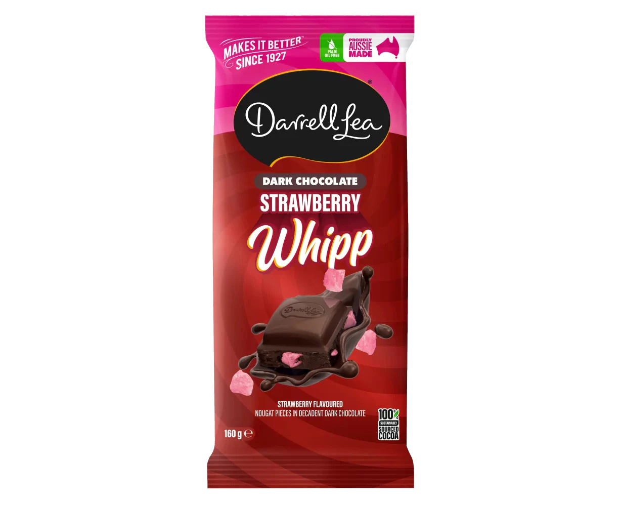 Darrell Lea Dark Chocolate Strawberry Whipp Block 160g