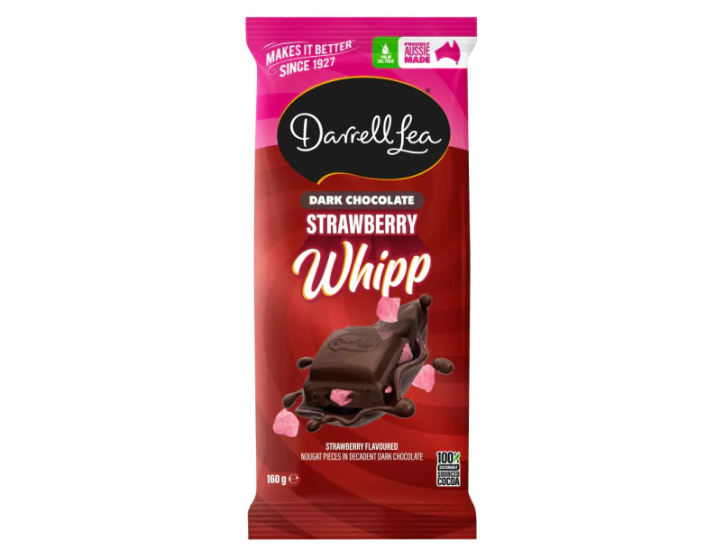 Darrell Lea Dark Chocolate Strawberry Whipp Block 160g