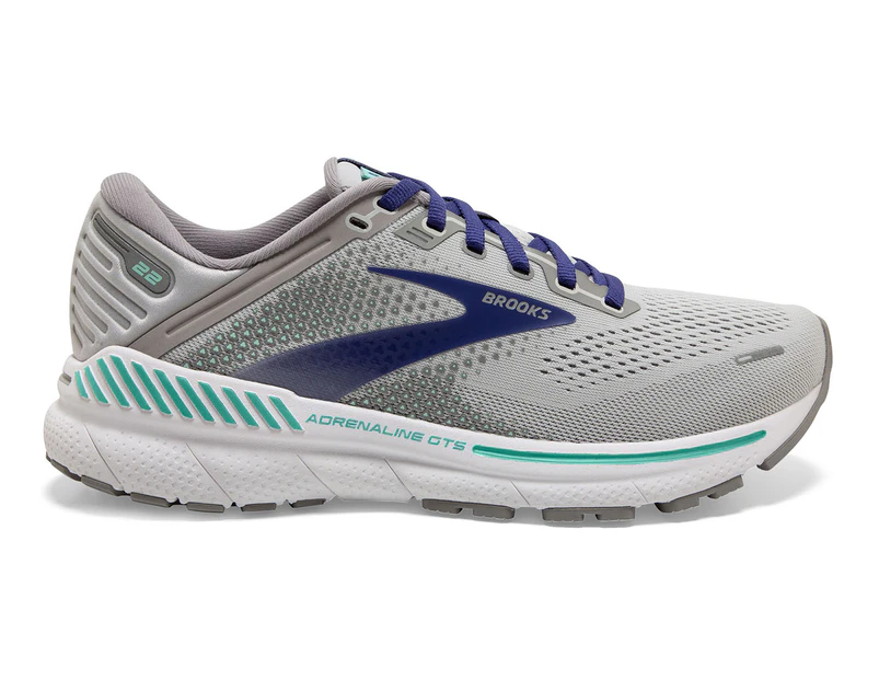 Brooks Women's Adrenaline GTS 22 Narrow Fit Running Shoes - Alloy/Blue/Green