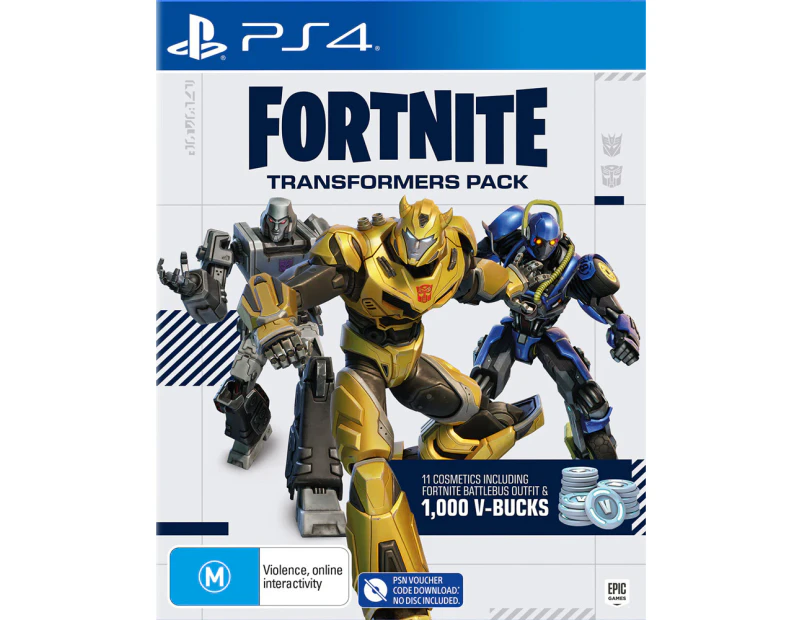 PS4 Fortnite Transformers Pack DLC Code Only w/ Cosmetics Epic Games Video Game