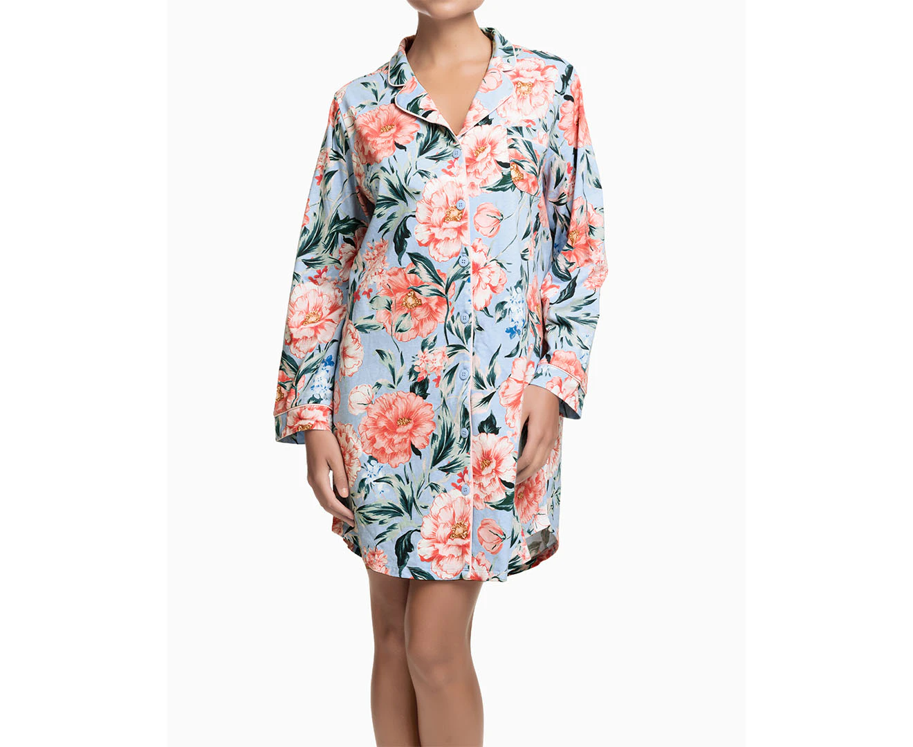 Sainted Sisters Women's Sadie Long Sleeve Printed PJ Nightshirt - Botanica