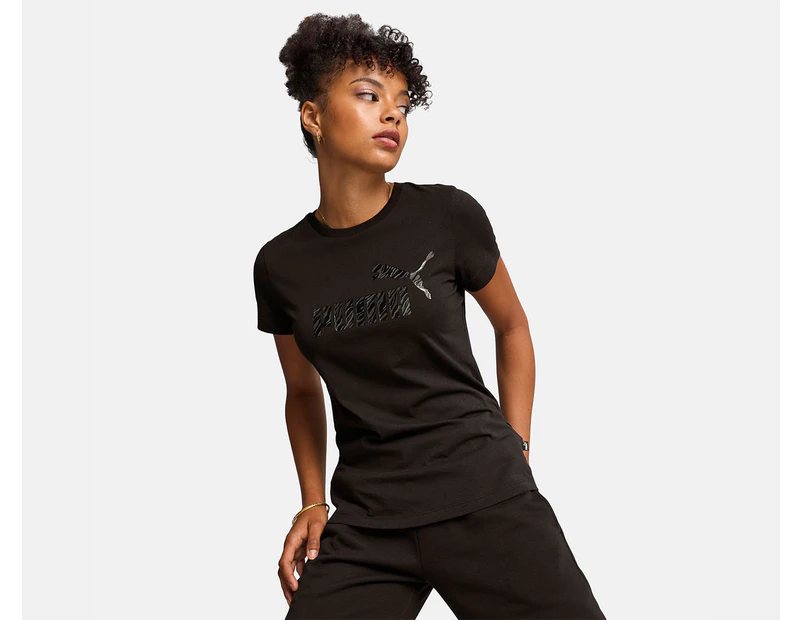 Puma Women's Essentials+ Animal Logo Tee - Black