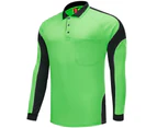 Big BEE Panel Polo Shirt Mens Workwear Short Sleeve Pocket Sport Cool Black Blue Pink Hi Vis - LIME BLACK