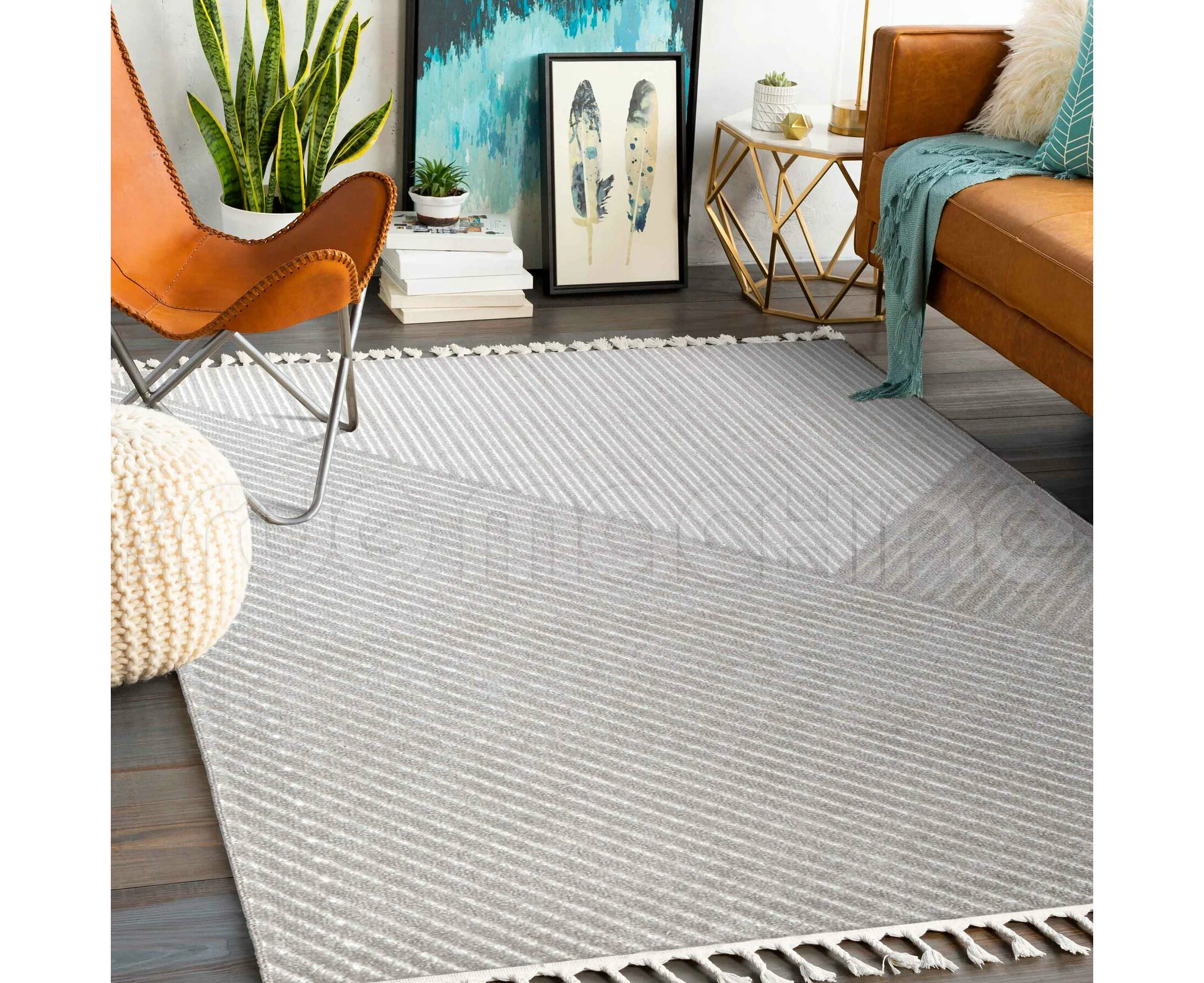 Elwood Grey Geo Layers Contemporary Rug