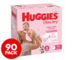 Huggies Ultra Dry Nappies for Girls Size 3 6-11kg 90pk