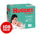 Huggies Newborn Nappies Size 1 Up to 5kg 108pk