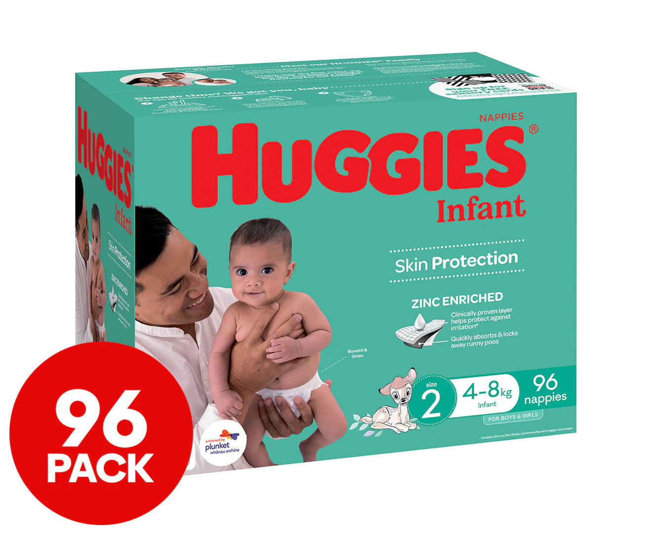 Huggies Infant Nappies Size 2 4-8kg 96pk