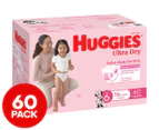 Huggies Ultra Dry Nappies for Girls Size 6 16kg+ 60pk