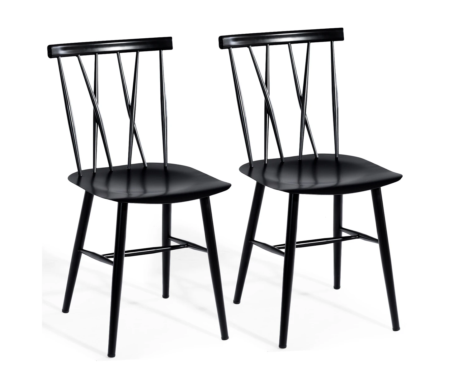 Giantex Set of  2 Steel Dining Chairs Counter Height Chairs with Curved Backrest & Non-slip Feet Modern Side Chairs for Kitchen Restaurant Cafe,Black