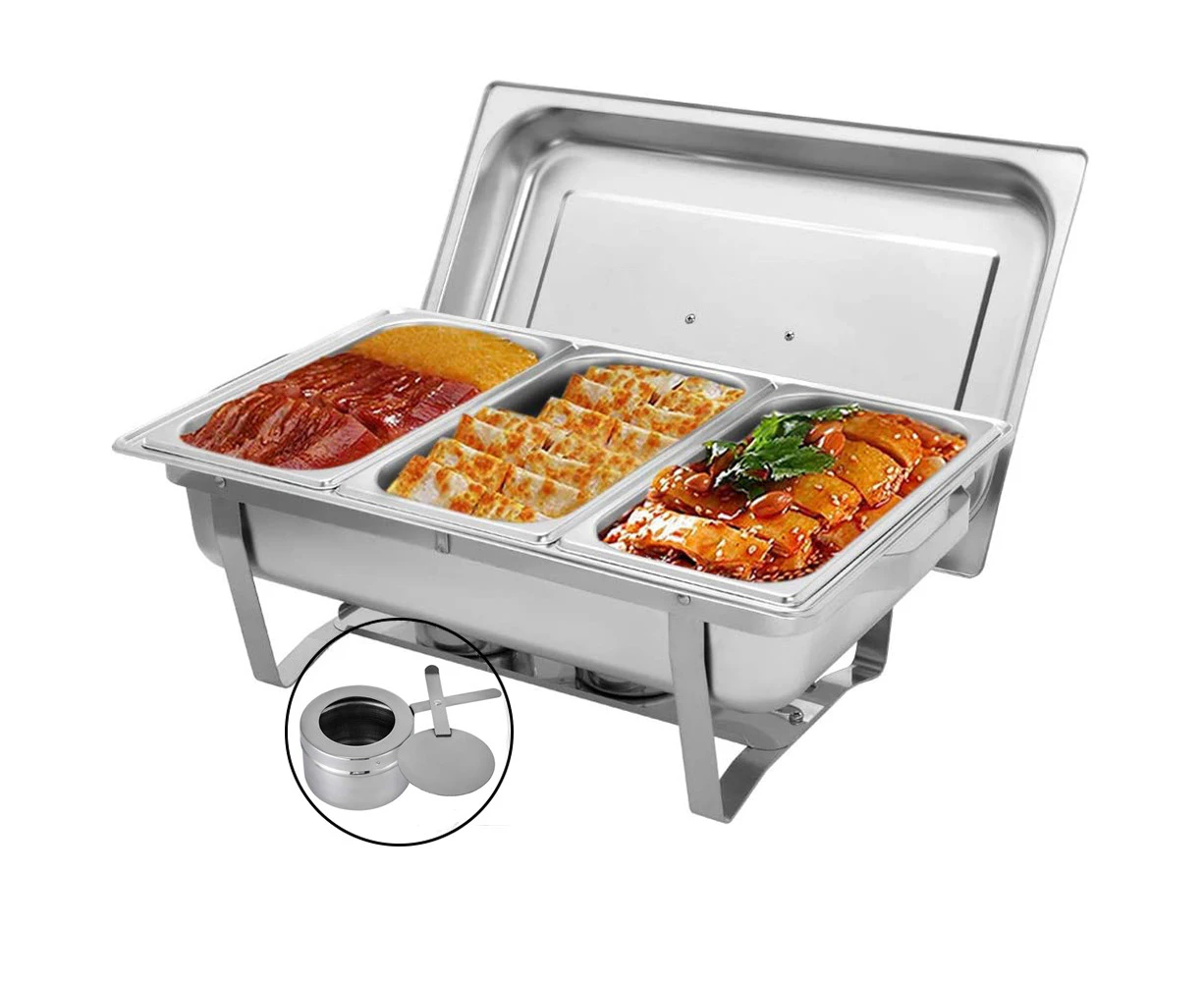 BJWD Food Warmer Buffet Server Large Bain Marie Stainless Steel 9L/3x3L Tray