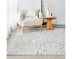 Newton Minimalism Diamonds Silver Contemporary Rug - 4 Sizes