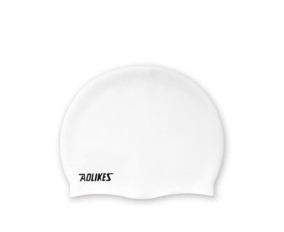 Aolikes Silicone Swim Cap Waterproof Adults Kids Unisex Men Women Swim Hat Au - White