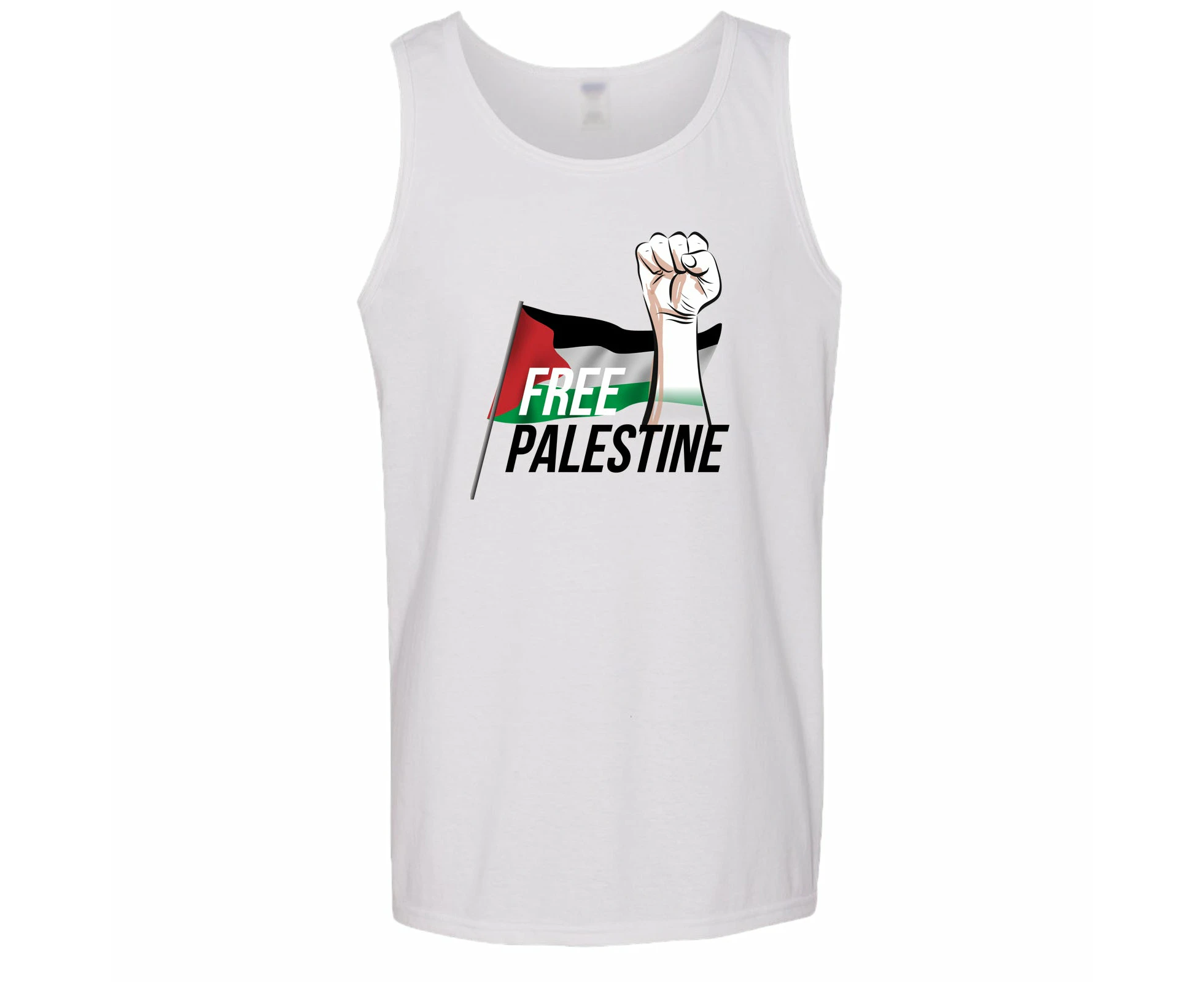 Free Palestine Political Freedom War Flag Mens White Tank Top Singlet T Shirt