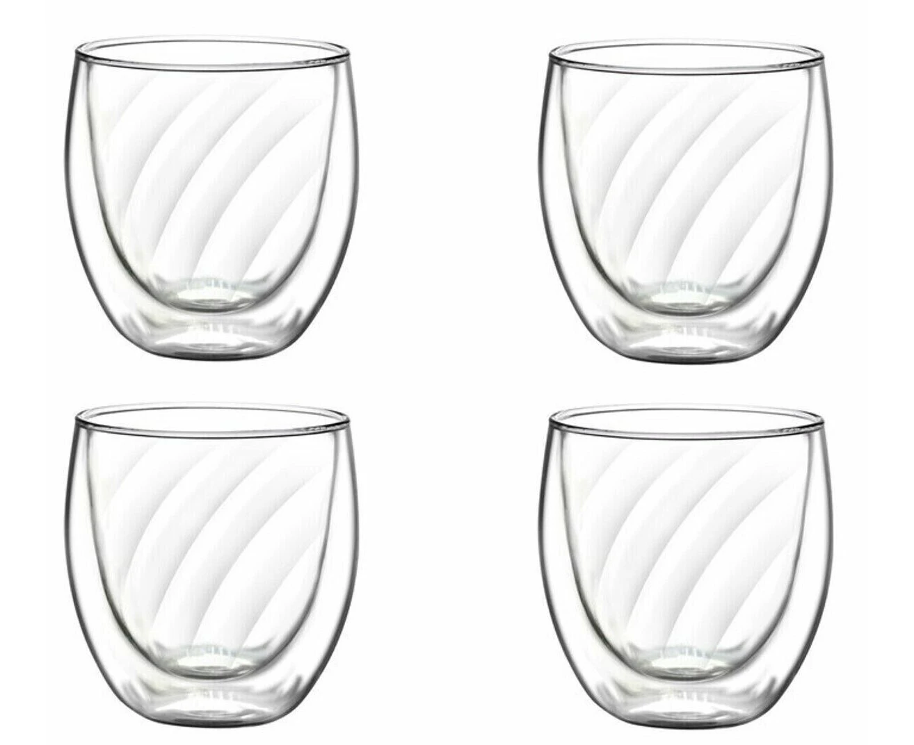 4x Double Wall Glass Cup Glasses Mug Hot Cold Drink Eliza Coffee Latte Tea 250ml