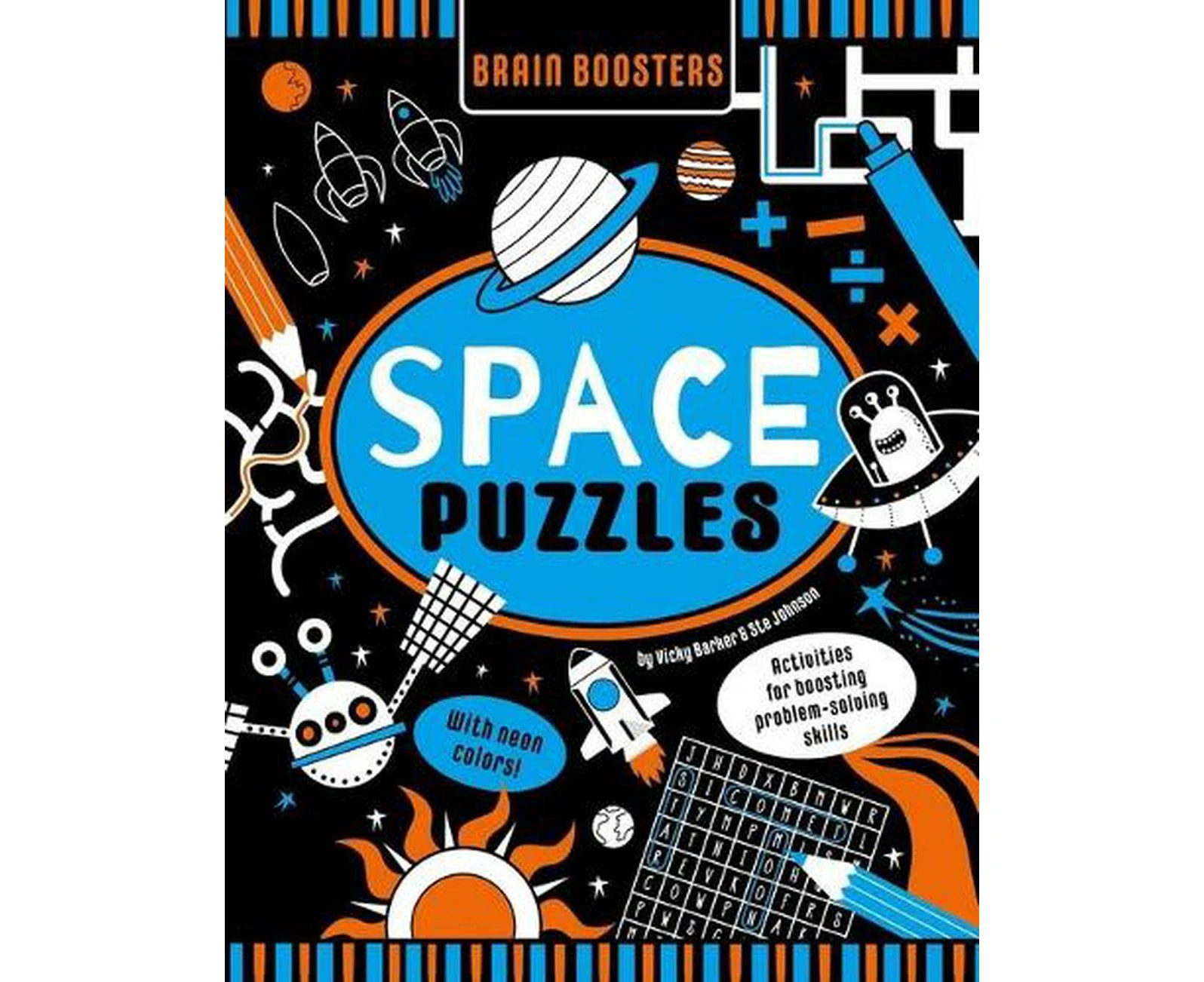 Brain Boosters Space Puzzles (with Neon Colors) Learning Activity Book for Kids