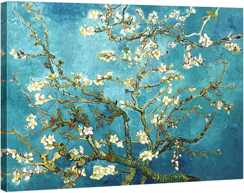 Almond Blossom Modern Framed Floral Giclee Canvas Prints By Van Gogh Famous Flowers Pictures on Canvas Wall Art for Bedroom Home Decorations