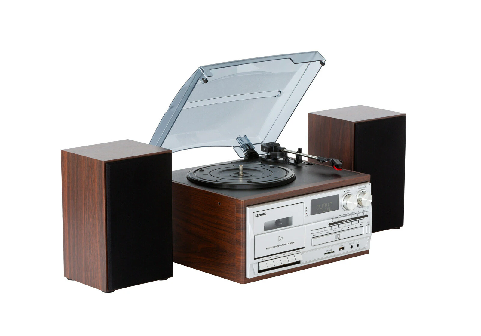 Lenoxx Turntable/Recorder/mP3 Home Entertainment System - Brown