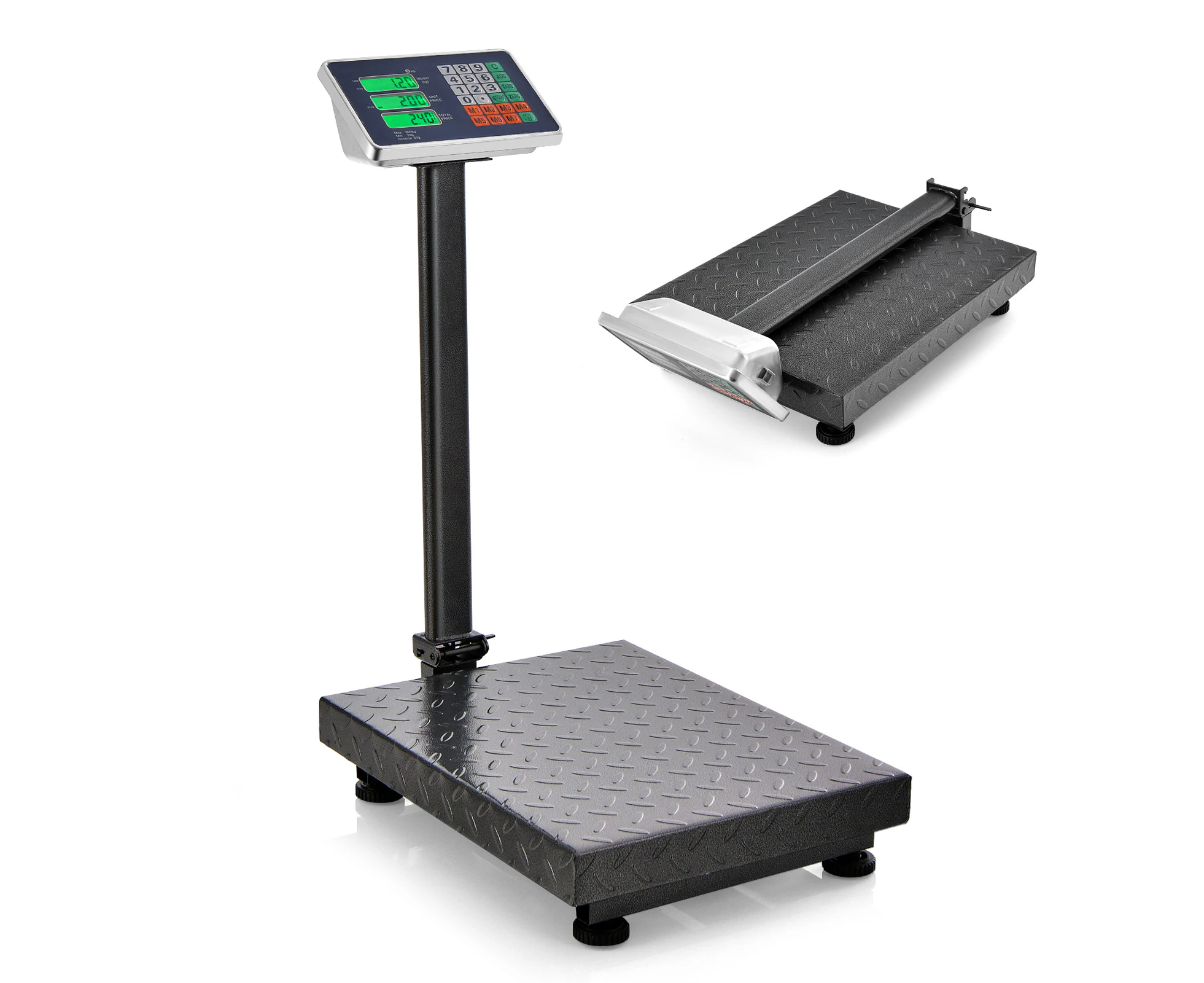 Costway 300kg Foldable Commercial Electronic Scale Digital Platform Scale w/LCD Display Shop Market Kitchen