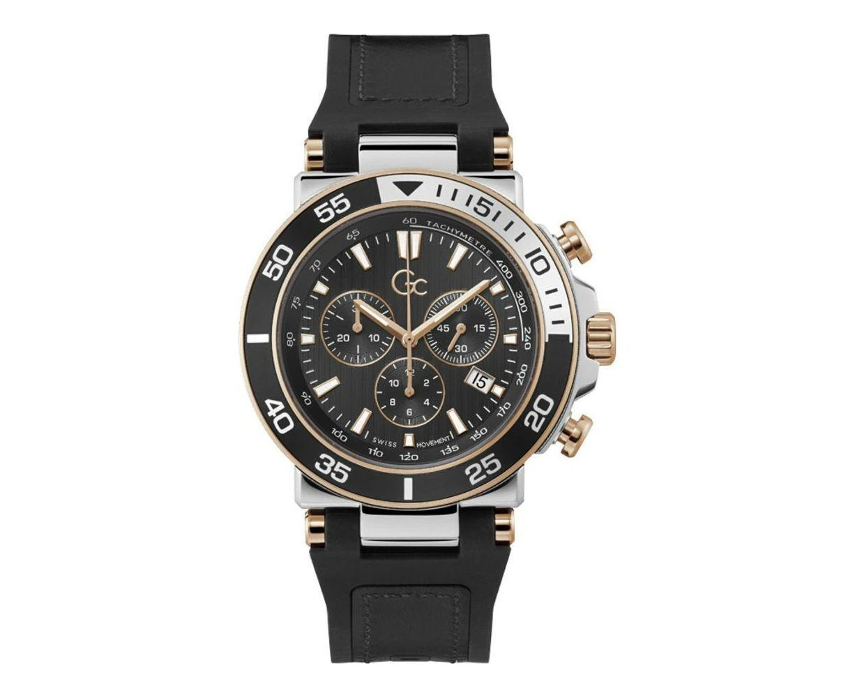 Guess Collection Men's Z14005g2mf Chronograph Watch Black And Gold