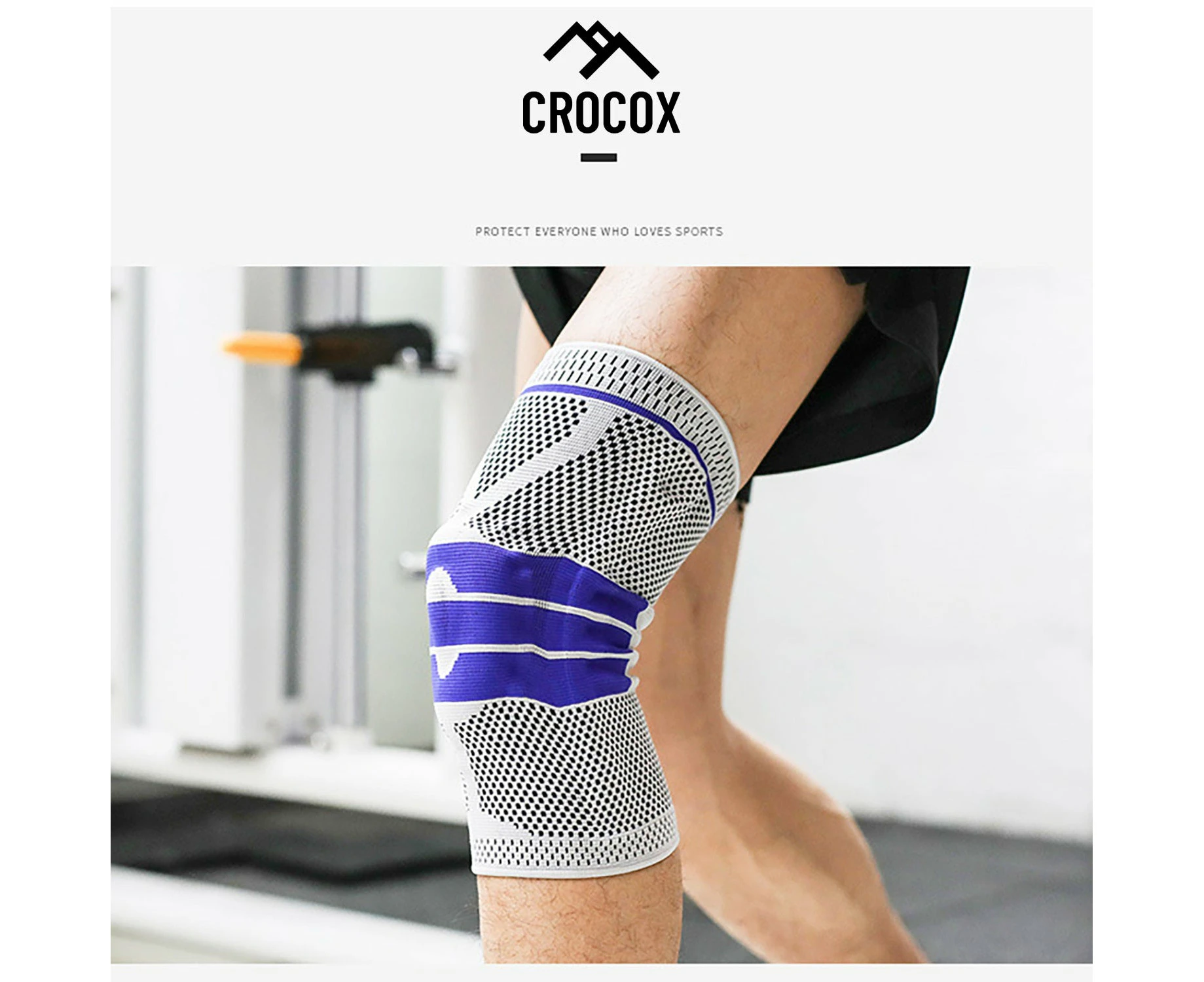 Crocox Knee Braces Support Strap Compression Sleeve Silicone Pad M L XL Adult