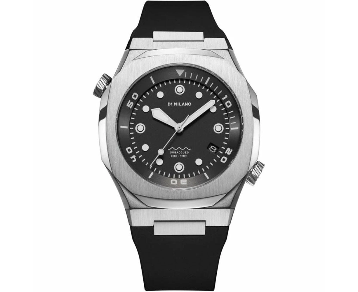 D1 Milano Subacqueo Deep Black Stainless Steel Gent's Mechanic Automatic Wristwatch Mod. Subacqueo Deep Black