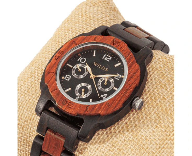 Rose Ebony Custom Wooden Watch Men's Multi Function Model Rme001, Dark Brown