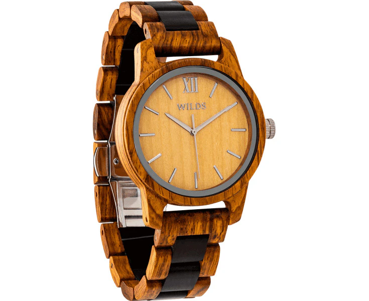 Handcrafted Ambila Wooden Watch Men's Engraved Timepiece (model: Wilds Explorer) Brown