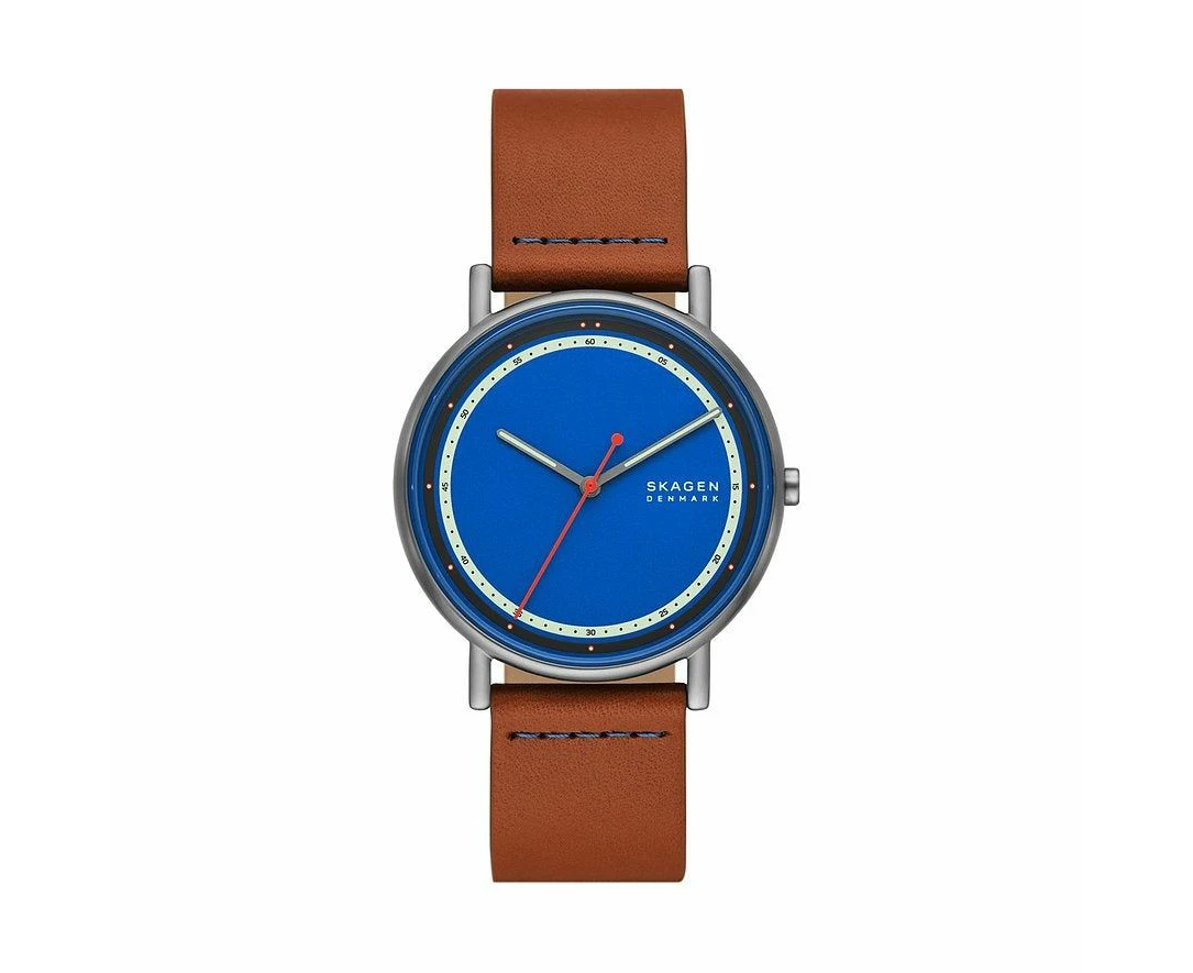 Introducing The Skagen Mod. Signatur Men's 40mm Stainless Steel Leather Strap Quartz Wristwatch In Black.