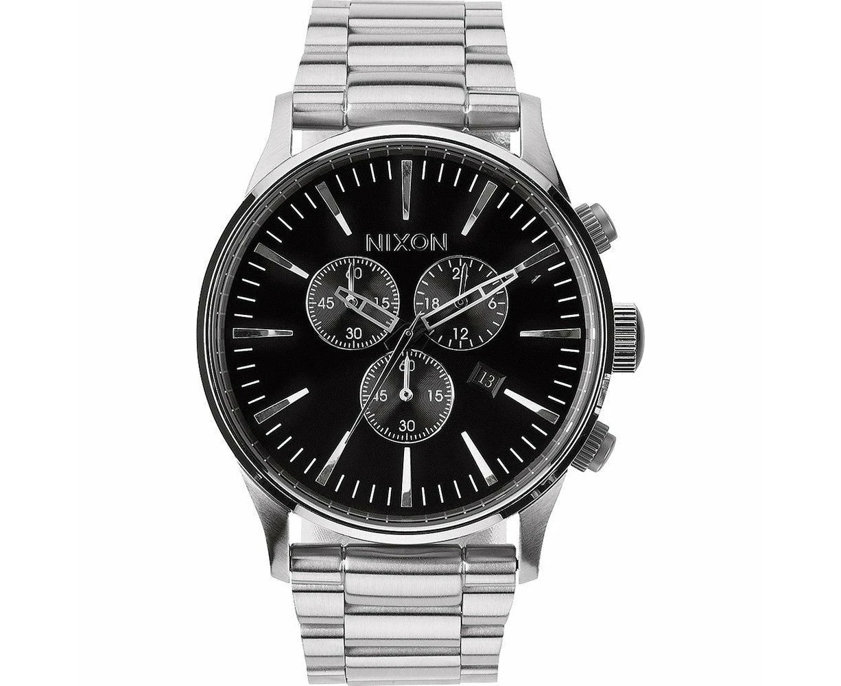 Nixon A386 000 Men's Stainless Steel Chronograph Watch In Black