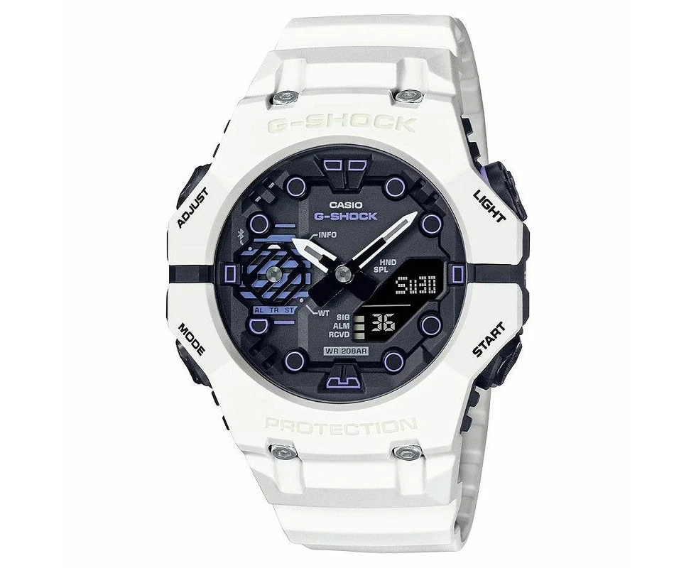 Casio G Shock Ga B001sf 7aer Men's Carbon & Resin Water Resistant Multifunction Wristwatch In White