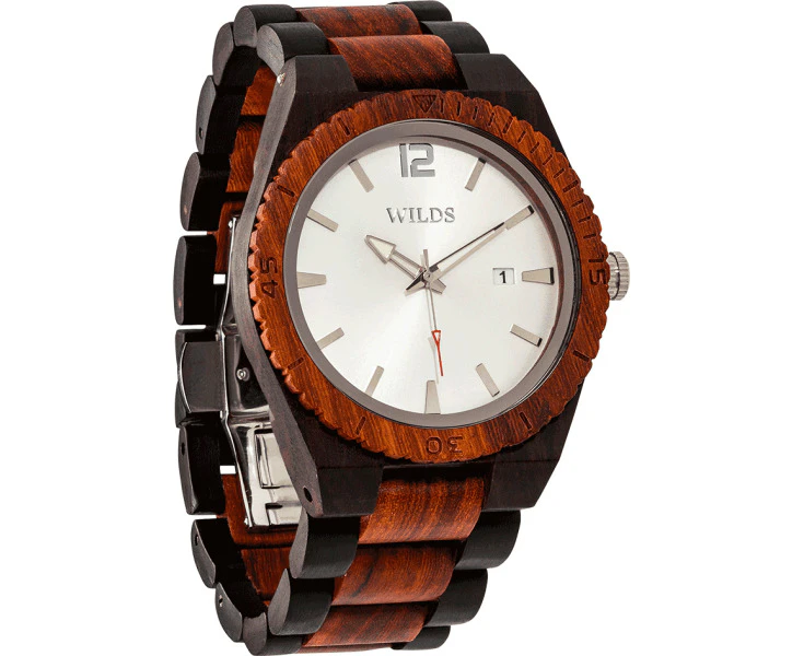 Wilds Wood Men's Custom Engrave Ebony & Rose Wooden Personalized Timber Watch Model Ww Ebr 001 Black And Brown