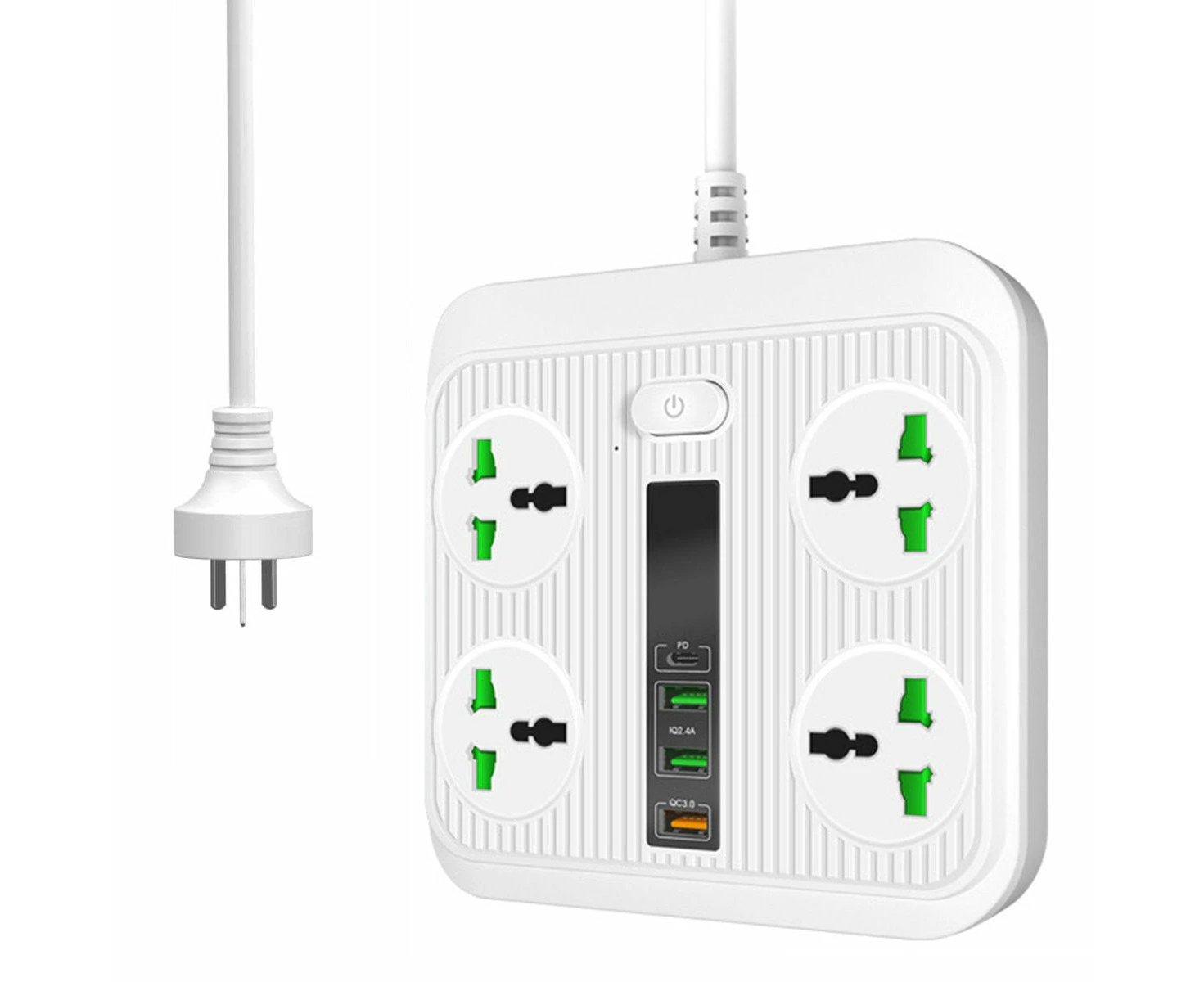 Fast Charge Surge Protector Australian Standard Power Board,4 Universal Plugs Power Strip,1 Type C 40 W,1 QC 3.0 +2 2.4A USB Charging Ports,3000W/1.8M