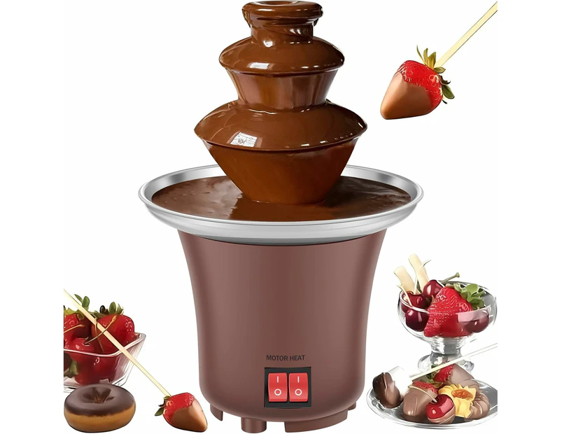 Electric Chocolate Fountain Machine,3 Layer Cheese Fountain Machine,Hold 10oz Chocolate Fondue Fountain,Stainless Steel Cheese Fountain Melting Machine