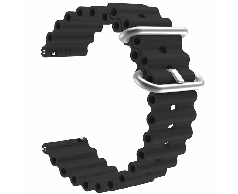 Garmin Venu 2s Silicone Ocean Bands Watch Straps - Black