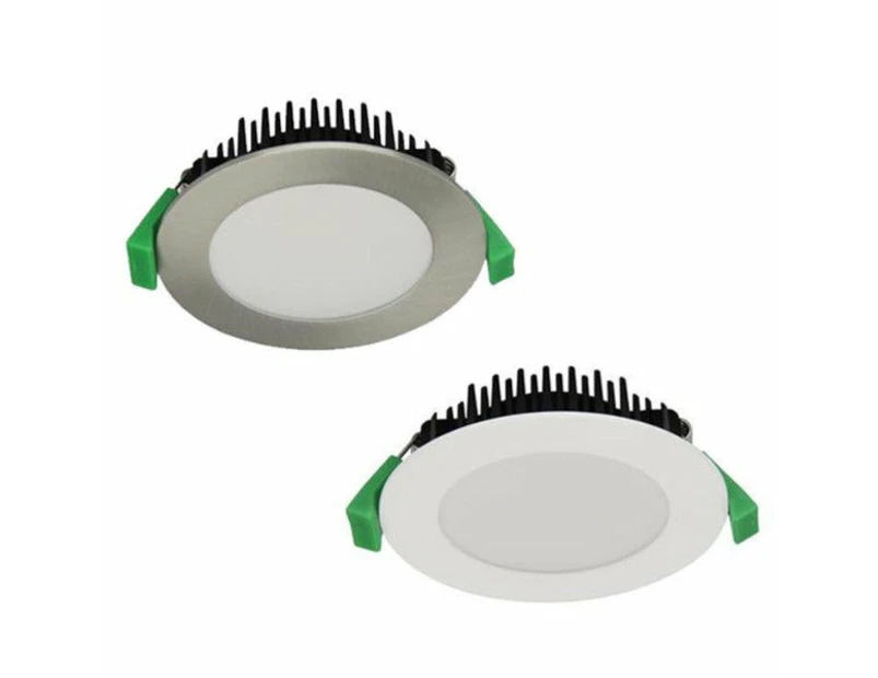 90mm Cutout TEK-13 Trio | 13w LED Downlight Tricolour Dali Dimmable in White or Satin Chrome - Satin White