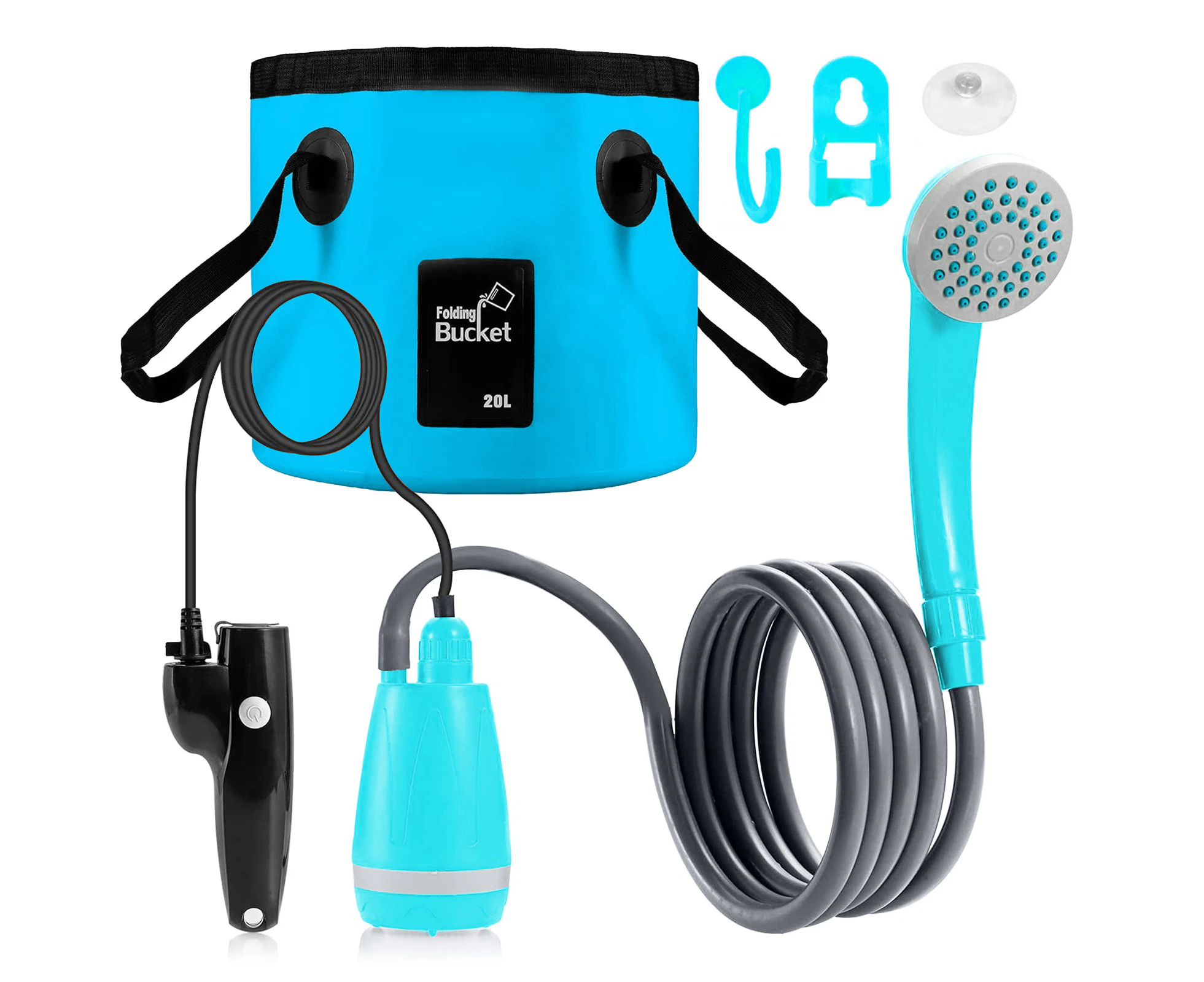 Outdoor Portable Camping Shower Kit with 2.5-3.5L/min Water Discharge 2m Hose USB Charging 30-60min Battery Life Camp Shower