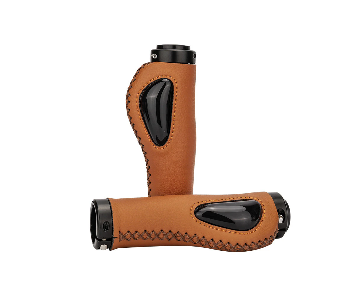 ZTTO Leather Bike Handlebar Grips Silcone Dual Lock-on Bicycle Grips AntiSlip Handle Bar End Grips for MTB Mountain Bike