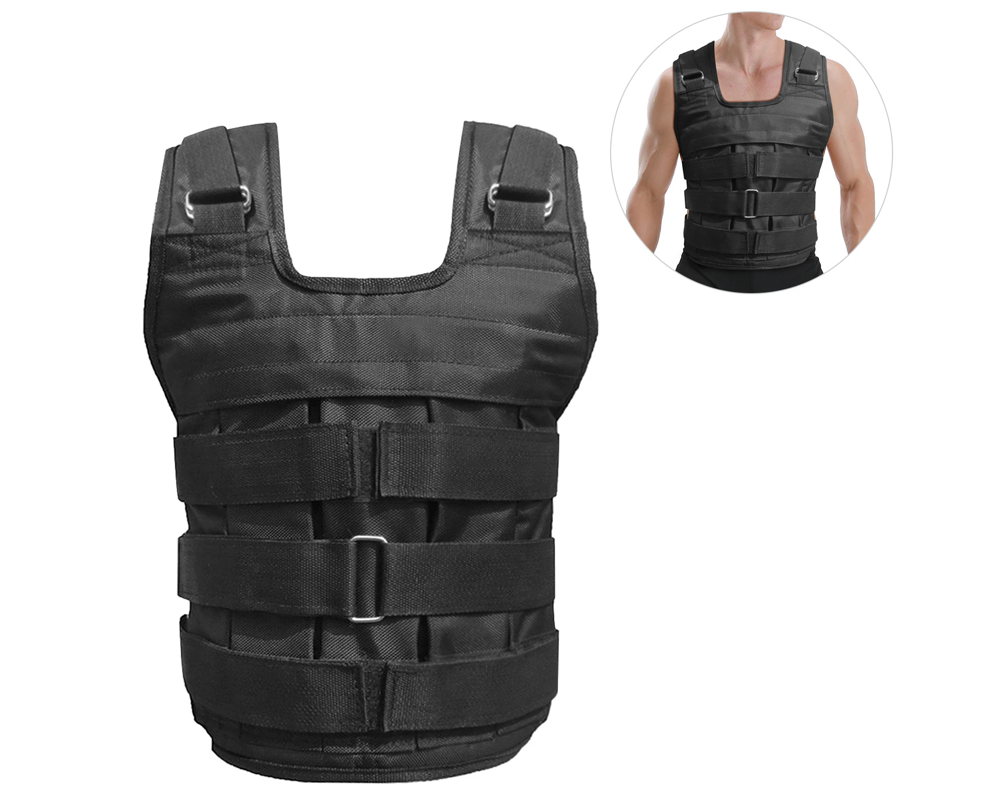 Max Loading 50kg Adjustable Weighted Vest Weight Jacket Oxford Exercise Weight Loading Cloth Strength Training (Empty)