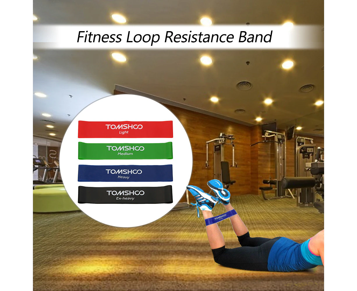 TOMSHOO Set of 4 Exercise Resistance Loop Bands Latex Gym Strength Training Loops Bands Workout Bands Physical Therapy Home Fitness Physical Therapy