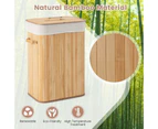 Costway 72L Bamboo Laundry Hamper Cloth Storage Basket  Collapsible Bin Bathroom Natural