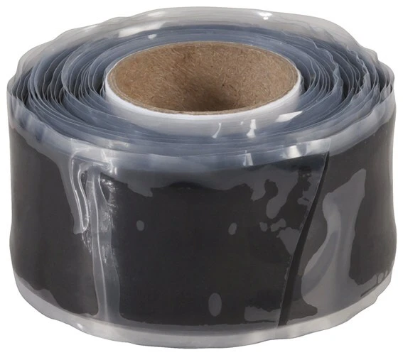 Black Self-Fusing Silicon Tape 25mm x 3m Insulates to 400 volts/mil Tensile