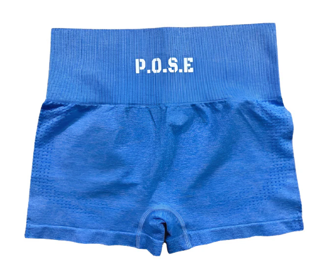 P.O.S.E Endurance Seamless Blue Sports Gym Shorts