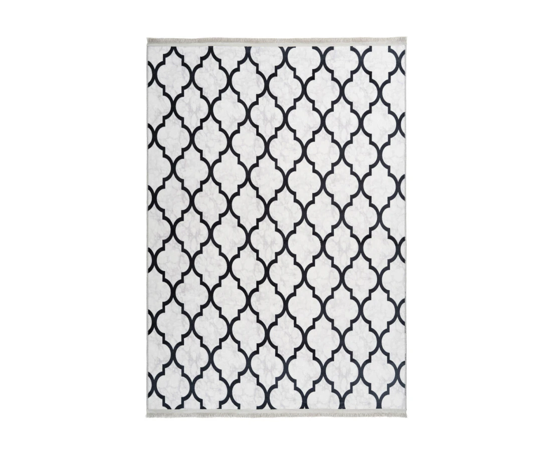 Peri 101 Grey Moroccan Design Machine Washable Rug