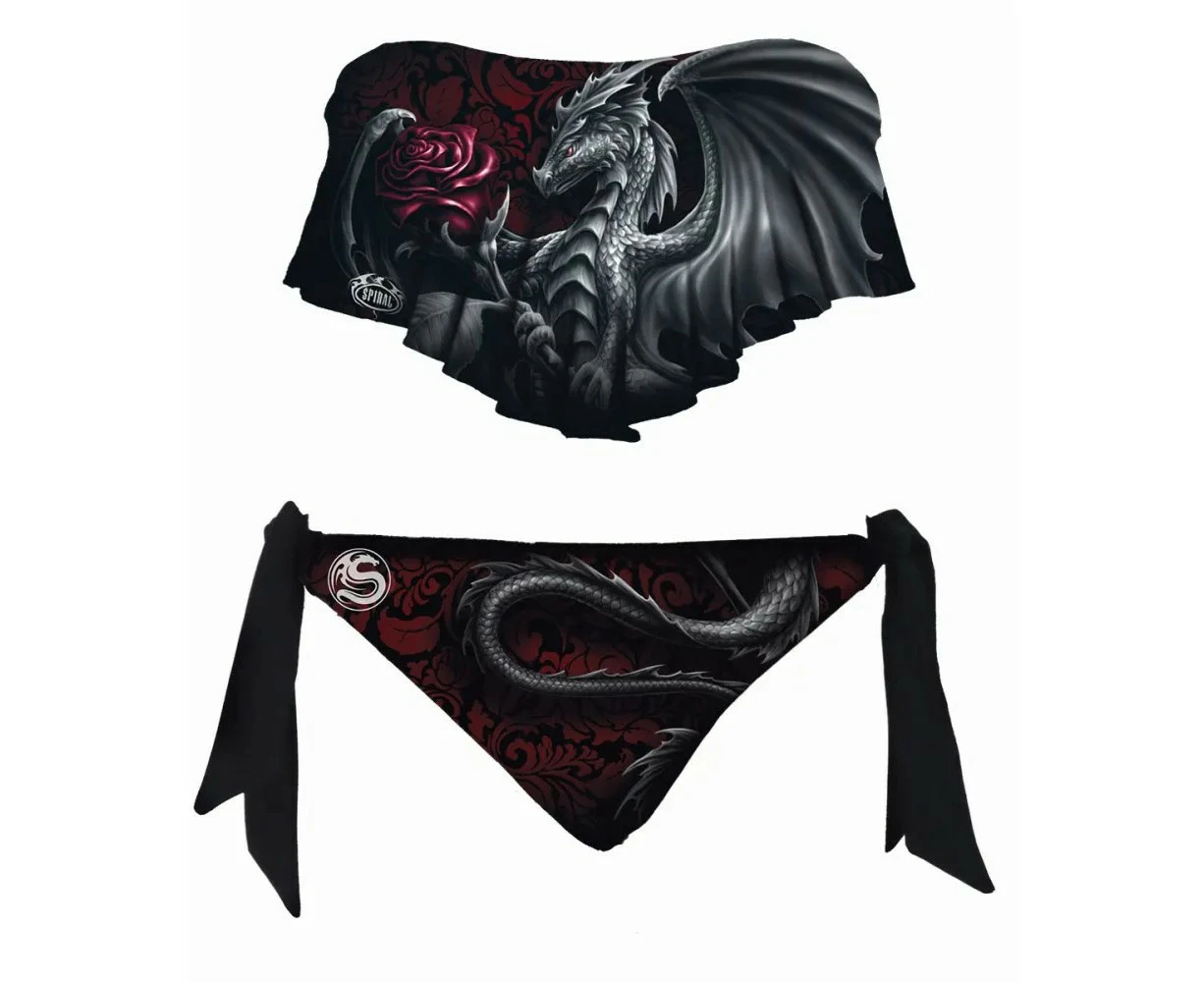 Spiral Direct Womens Dragon Rose Swimwear Set (Black) - HE2462