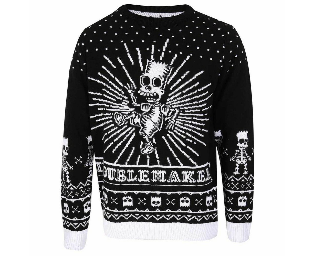 The Simpsons Unisex Adult Bad To The Bone Knitted Jumper (Black/White) - HE2292